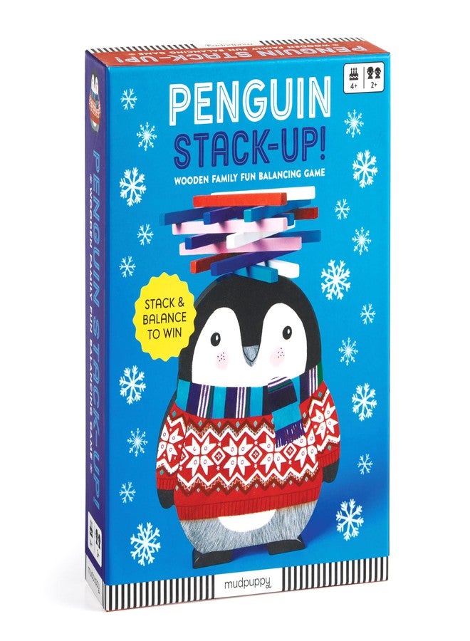Mudpuppy Penguin Stack Up - Winter Penguin Themed Wooden Balancing Game for Motor Skill and Dexterity Building for Children Ages 4 and Up, 2+ Players - Image 1